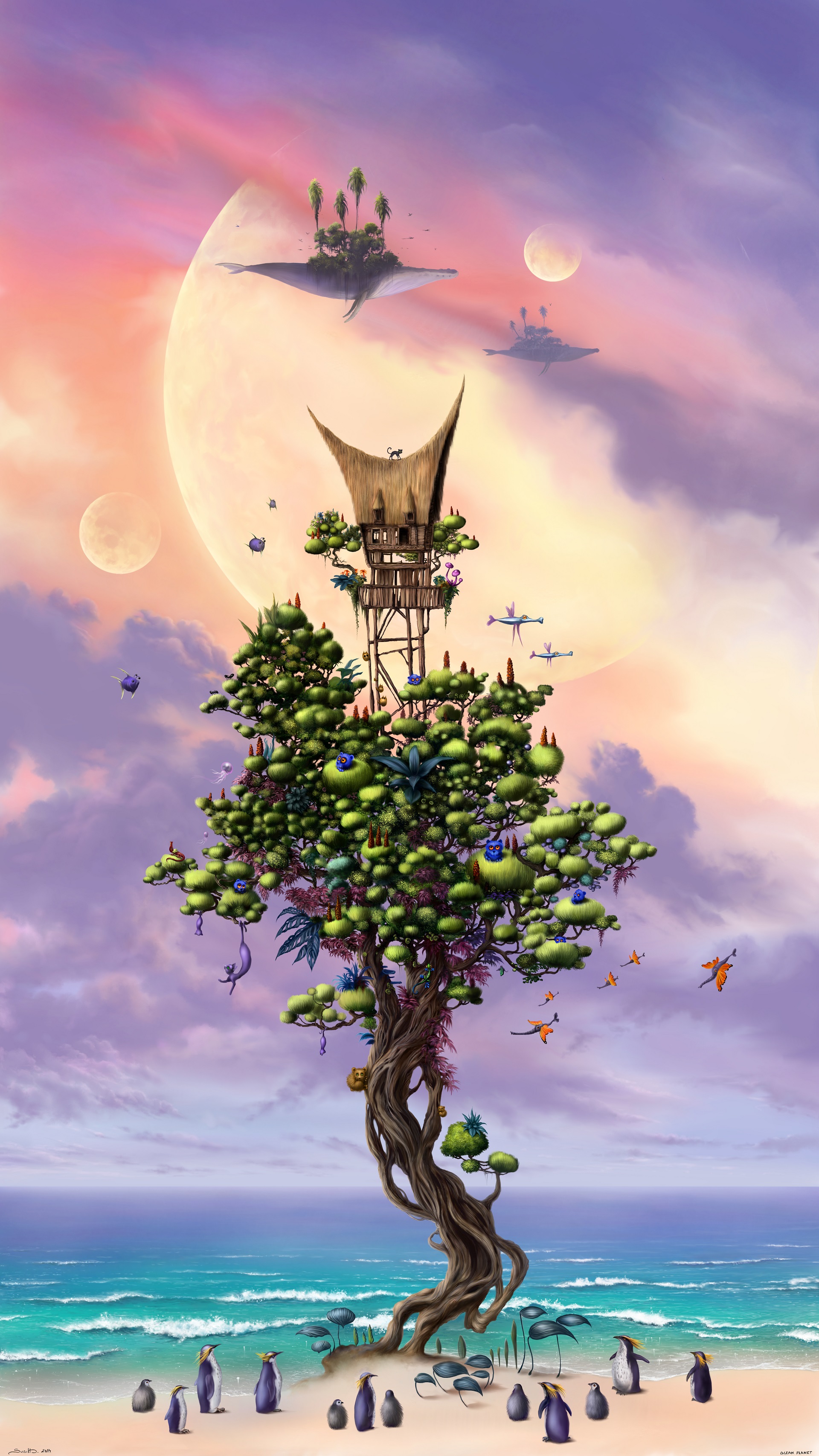 Hiker crossing a rocky stream